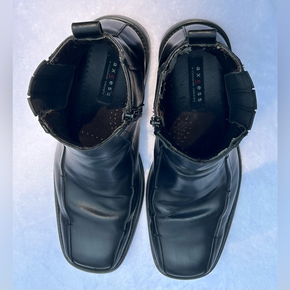 Axcess Mens Black Zip Up Leather Ankle Boots Size 9 - Picture 6 of 10